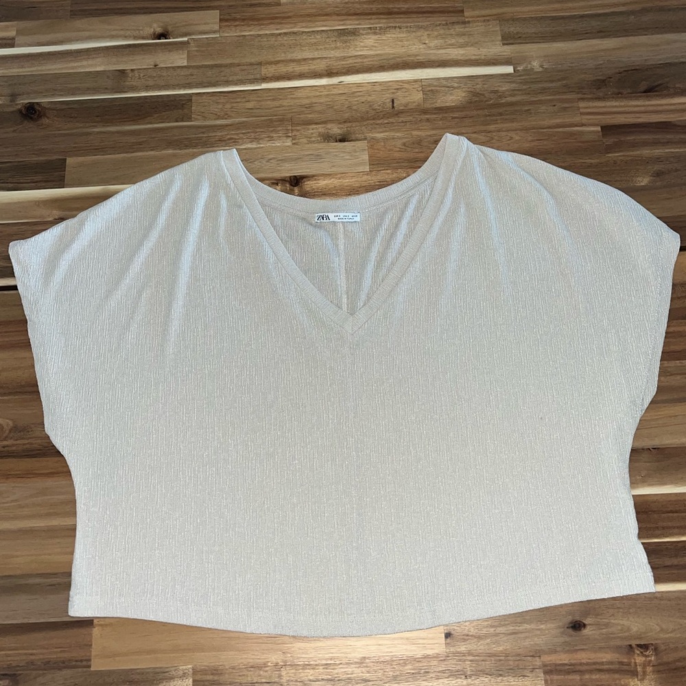 Zara V-Neck Oversized Top Size Small
